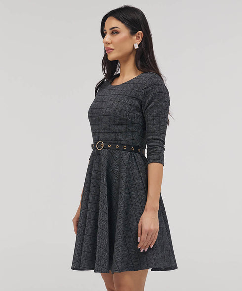 Scoop Neck Gingham Skater Dress